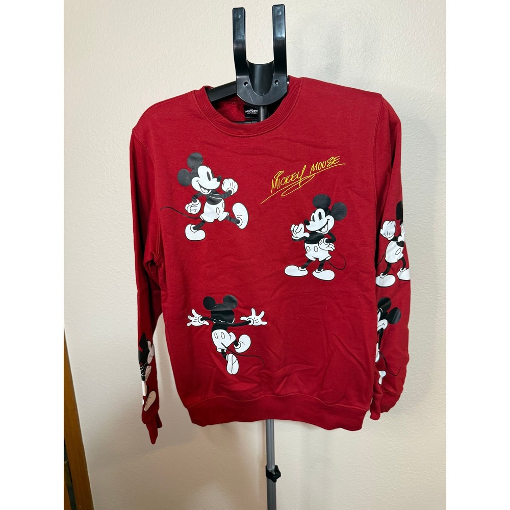 Disney Mickey and Friends Red Graphic Sweatshirt Mens Medium All Over Print